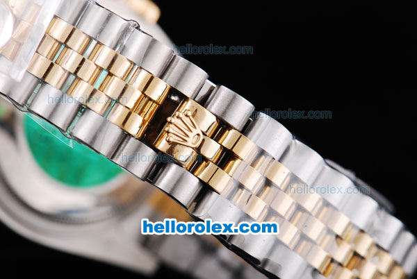 Rolex Datejust Oyster Perpetual Automatic Movement Two Tone with Gold Bezel,Light Grey Dial and Blue Number Marking - Click Image to Close